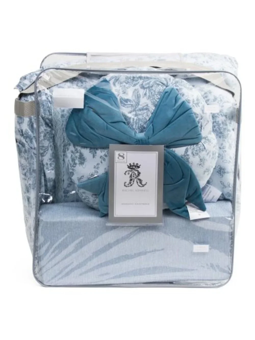 RACHEL ASHWELL Blue Floral Luxury Multi-piece Comforter Set